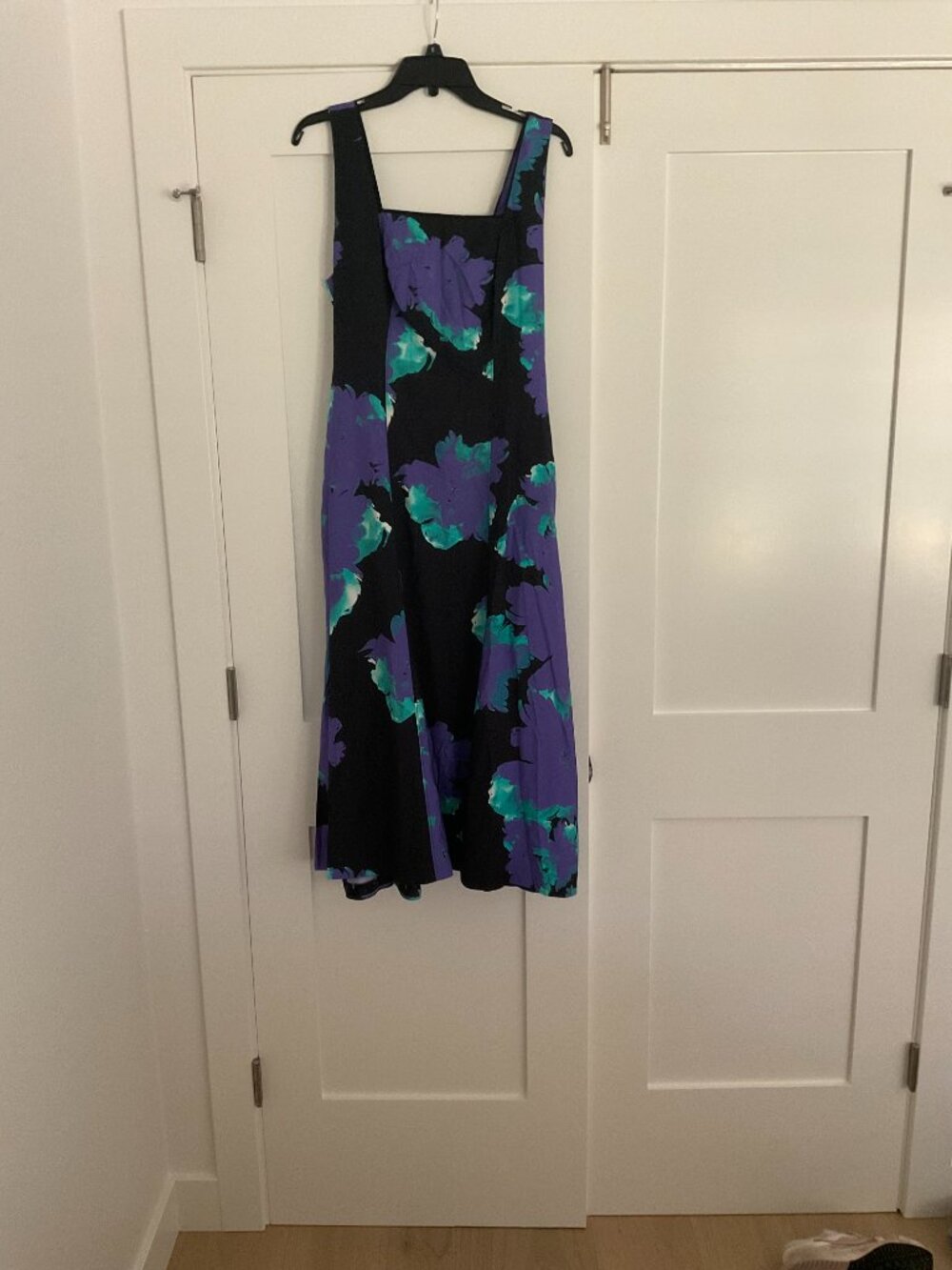 Natori Black Dress with Purple and Teal Floral Design - Picture 2 of 5